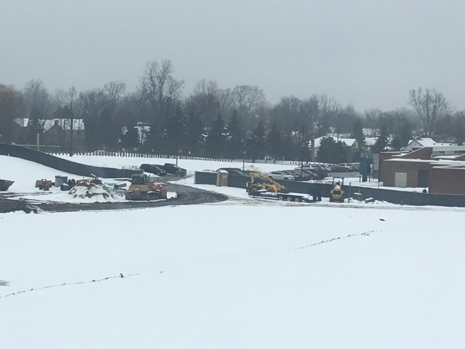Construction continues around the Adams grounds including the location of the old baseball field.