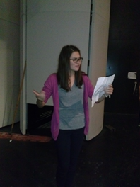 Junior Lauren Bassett, playing the role of Anna Andreyevna, rehearses her lines.