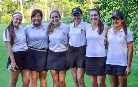 The AHS Varsity Girls Golf team poses before their last competition.