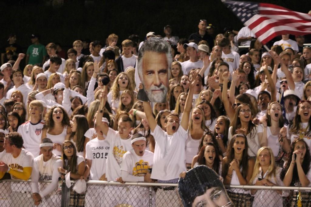 The AHS student section celebrates a touchdown against Stoney Creek. 