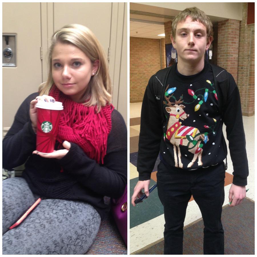 Seniors Adam Beck and Jessica Skiff sport their Christmas themed attire in early November.