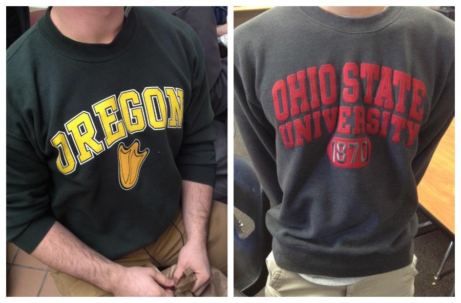 Adams students show support for their Oregon Ducks or their Ohio State Buckeyes.