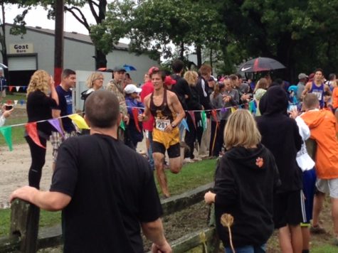 Junior Peter Nolan makes a sprint for the finish line.