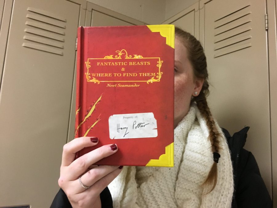 Senior Shelby Smith reads the original Fantastic Beasts book which served as the base for the movie.