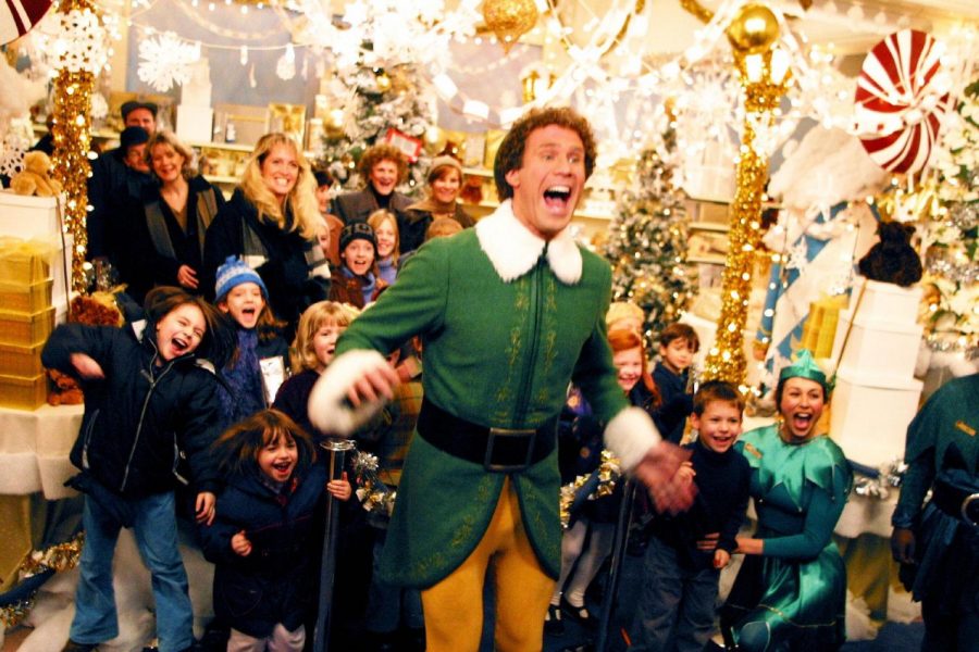 Will Ferrell playing Buddy the elf in Elf.