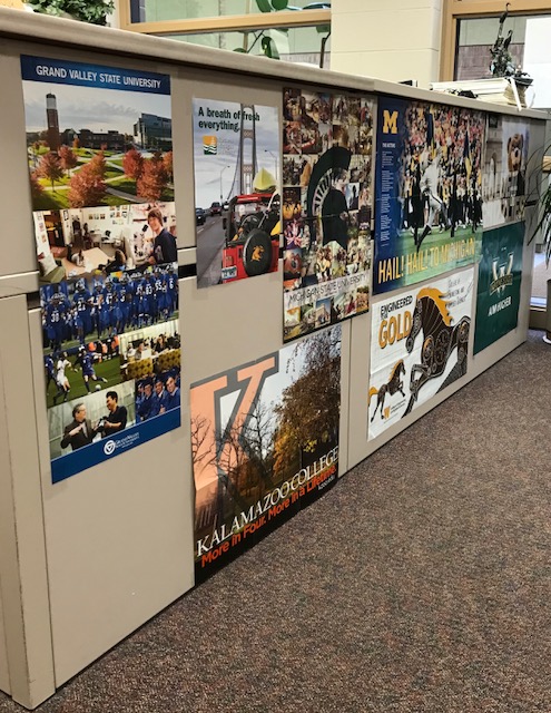 College recruiting posters in the counseling office. 