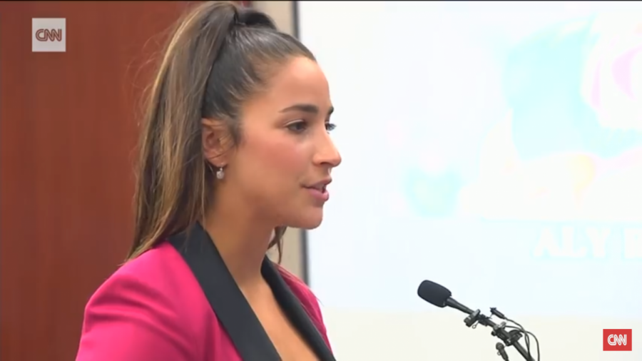 Olympic gold medalist Aly Raisman giving a statement to the jury about Nassar. 