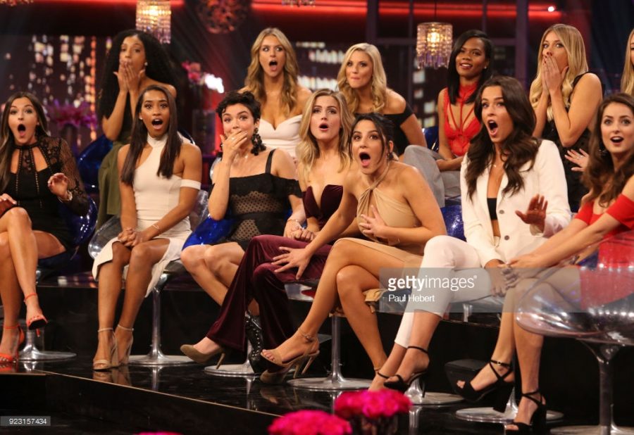 The+women+of+The+Bachelor+in+shock+after+contestant+Caroline+Lunny+claims+she+knows+what+Arie+did.