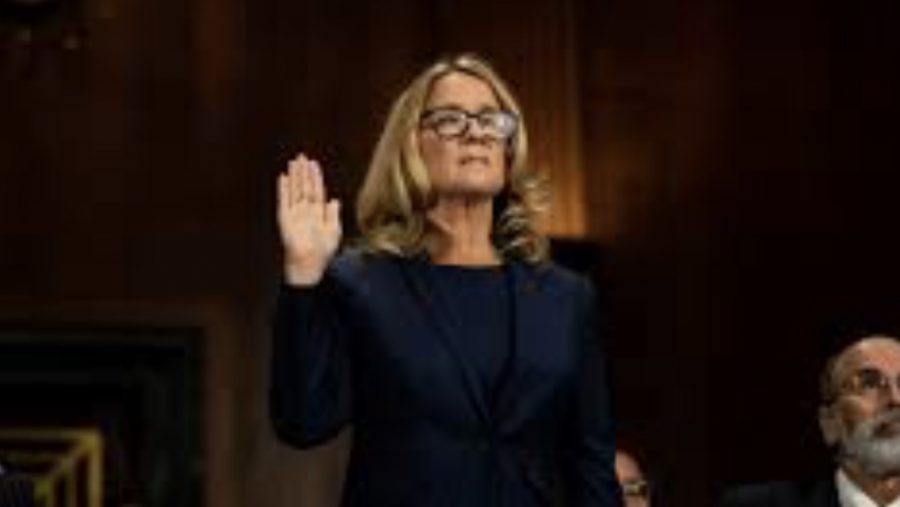 Picture of Dr. Ford being sworn in. Many are using this as a symbol of strength.