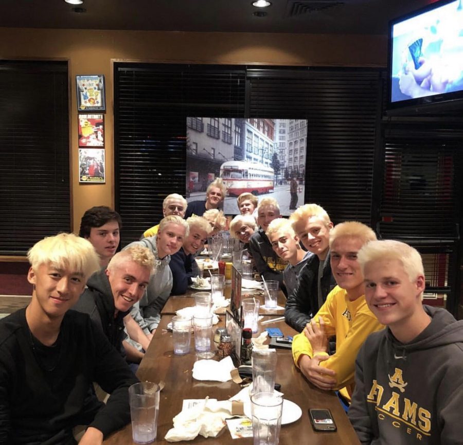 The Highlanders have a team dinner after bleaching their hair right before their first District game against Oxford.