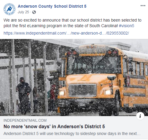 A Facebook post from the School District shortly after the proposal was made.