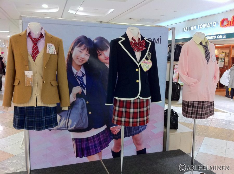The different types of school uniforms for girls, all basic with a blazer and skirt.