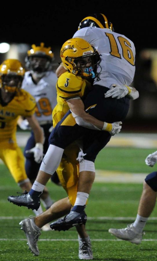 Anthony Patritto with a vicious tackle against #16 on Clarkston