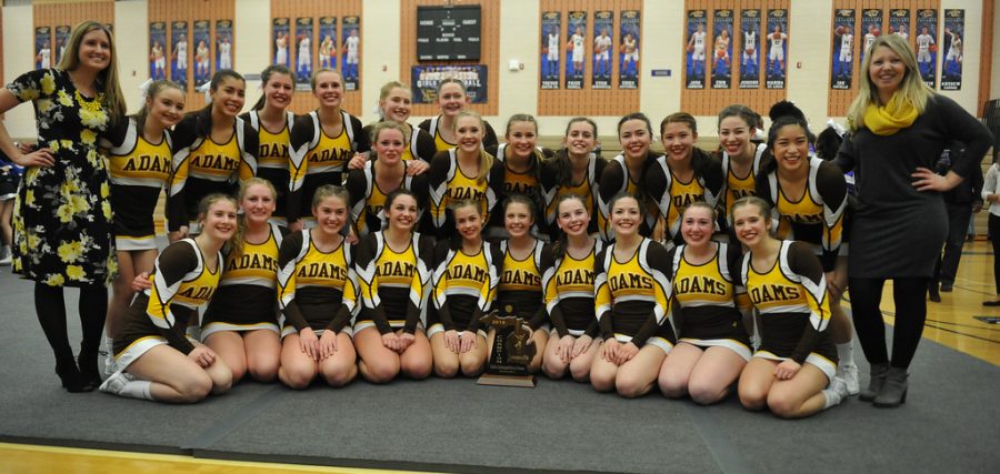  Adams Cheerleading winning their first ever district title in 2018.