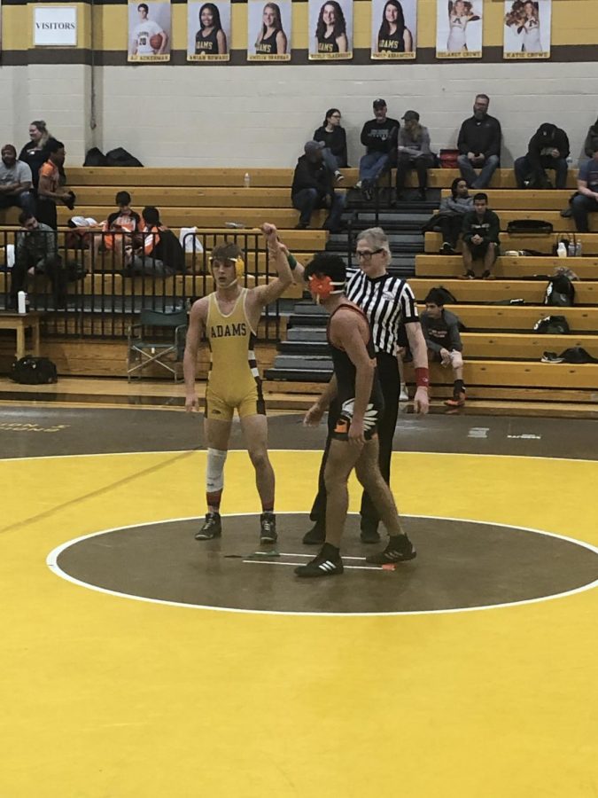 Sophomore Drew Brown getting a W
