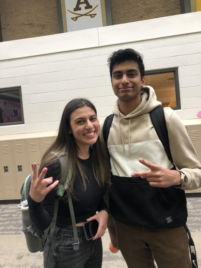 Yasmine Zadeh and Raayed Saeed get ready to head to class together
