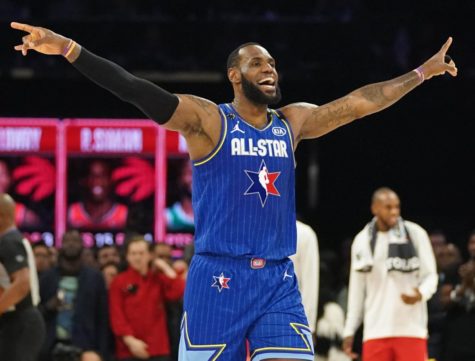 LeBron James at the all-star game in 2020 pre-game.