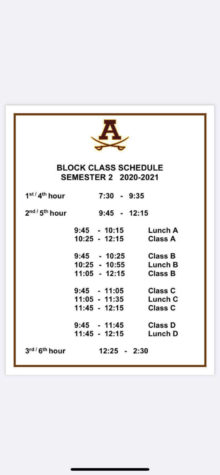 A picture of the new class schedule is shown above
