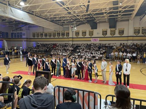 Homecoming court at the pep-assembly.