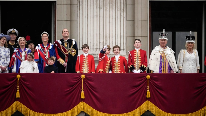 The king, queen, and rest of the royal family enjoy the flyover without Prince Harry in presence.