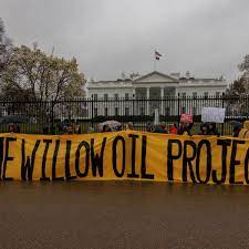 Protesters outside of the White House protesting against The Willow Project.
(Photo Credit: Bryan Olin Dozier)