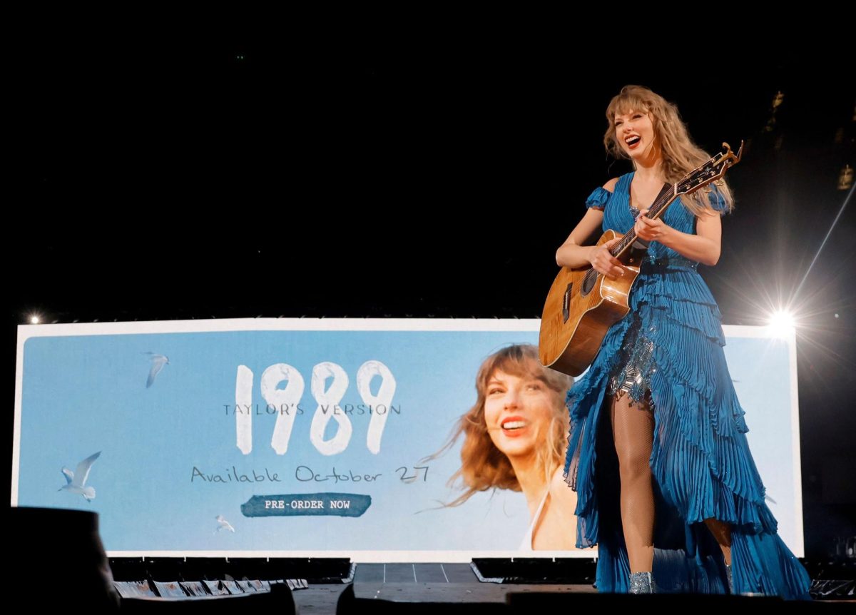 Taylor Swift announcing 1989 (Taylor’s Version) at her Era’s Tour show in Los Angeles. (Photo Credit: CNN)
